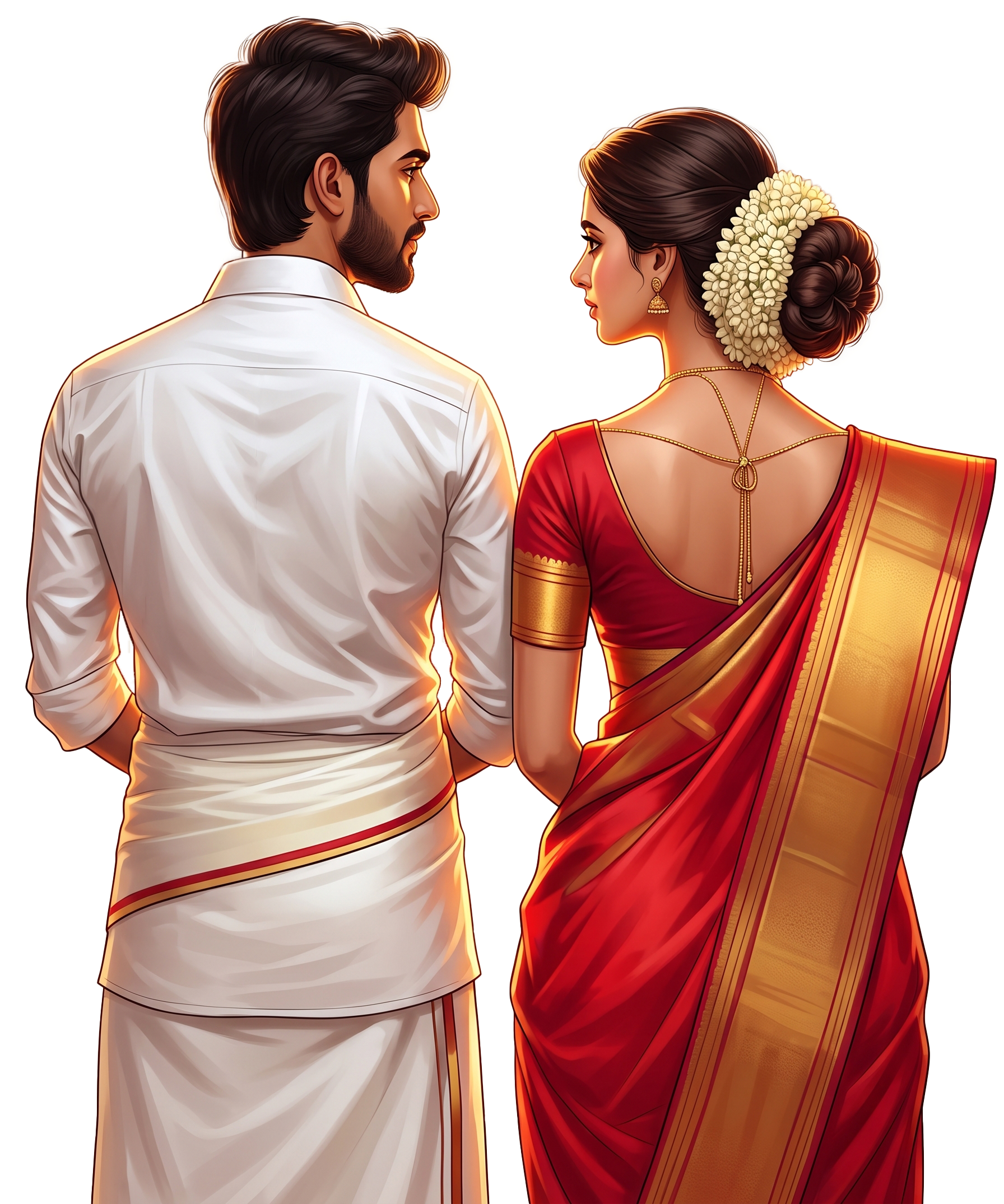 Couple in traditional wedding attire