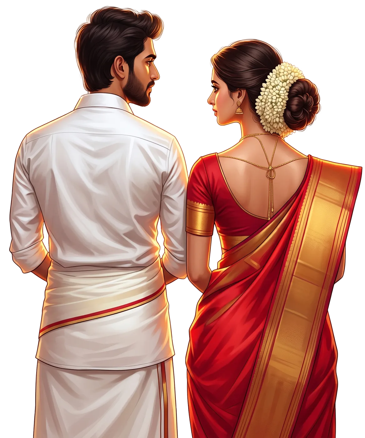 Couple in traditional wedding attire