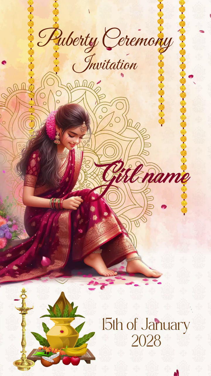 Premium Tamil Puberty Ceremony Digital Invitation