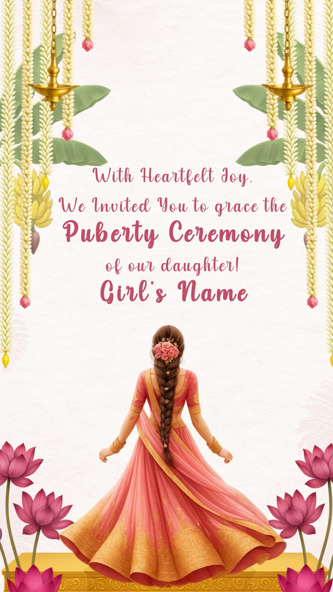 Tamil Puberty Ceremony Video Invitation | Manjal Neerattu Vizha E-Invite