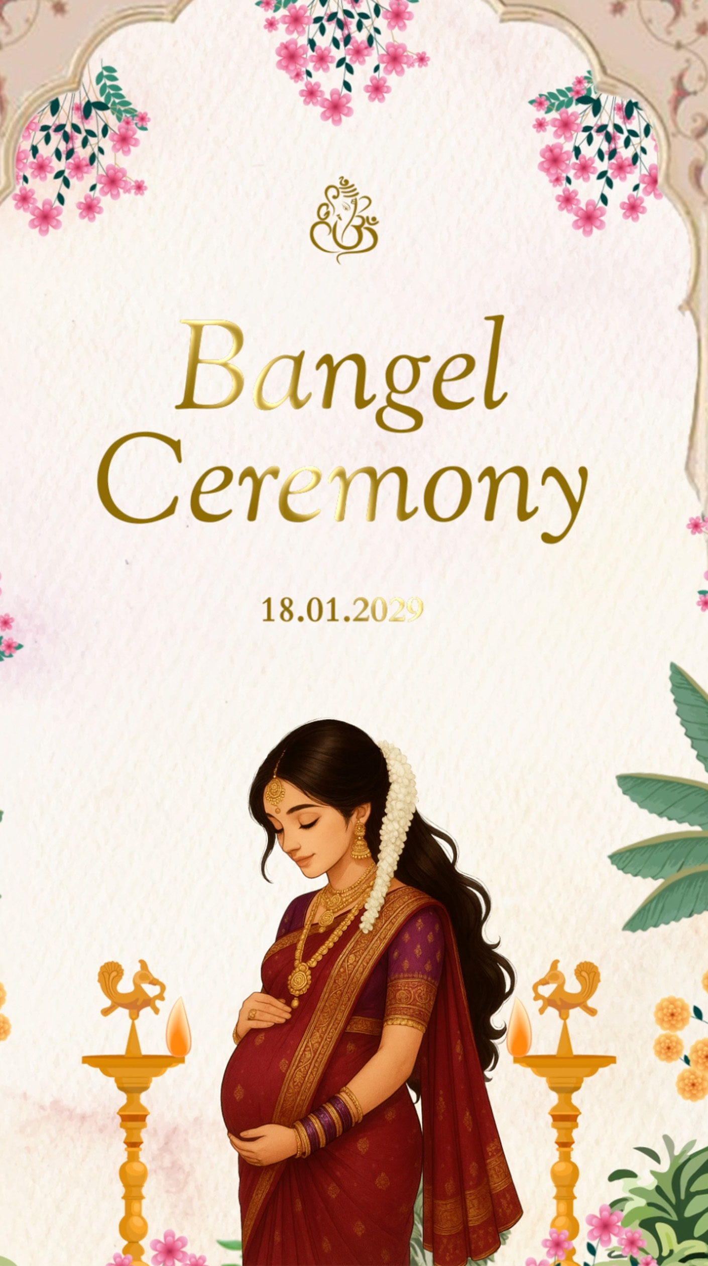 South Indian Baby Shower Invitation Video | Traditional Banquet Theme