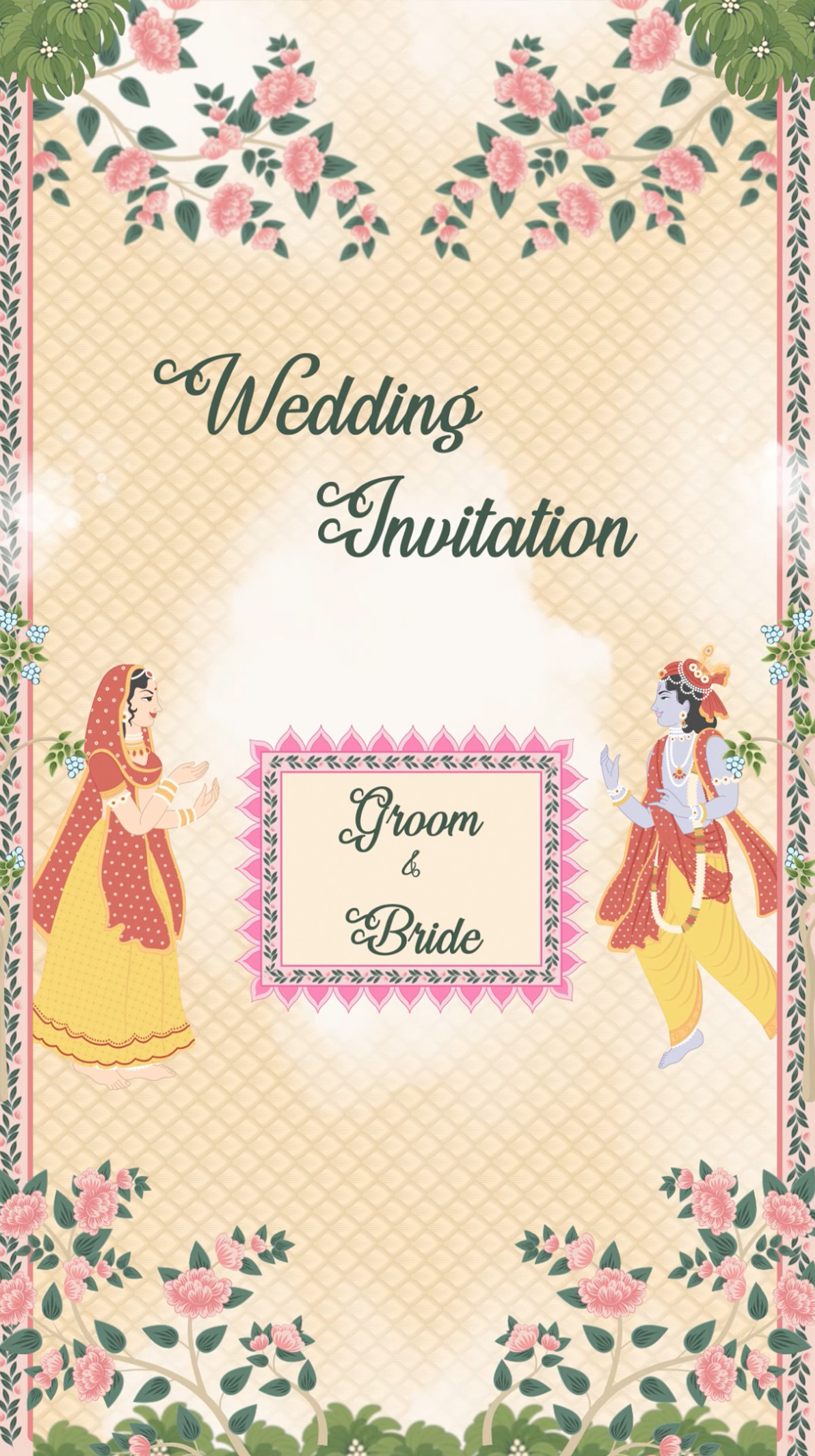 Royal Wedding Invitation Video | Traditional E-Card with Floral Motifs