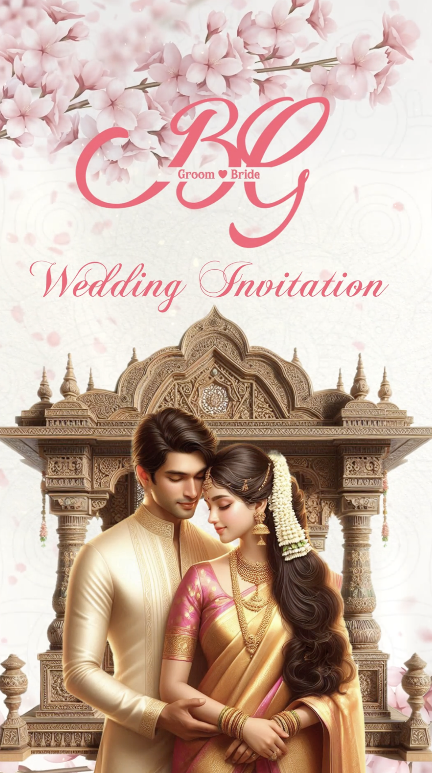 Cherry Blossom Romance Wedding Invite