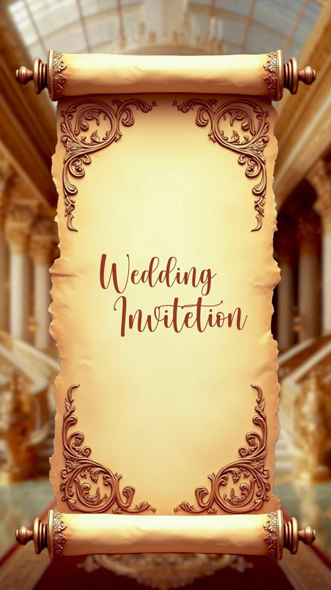 Royal Scroll Theme Hindu Wedding E-Invitation Video