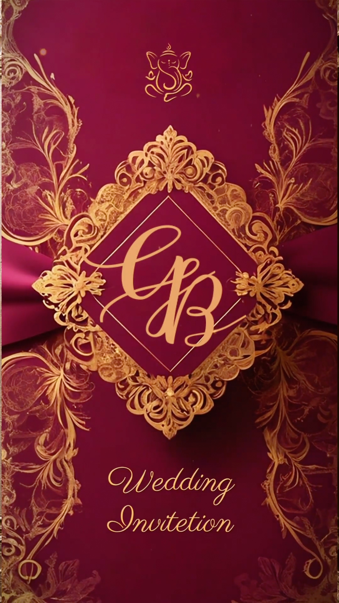 Royal Maroon & Gold Hindu Wedding E-Invitation Video