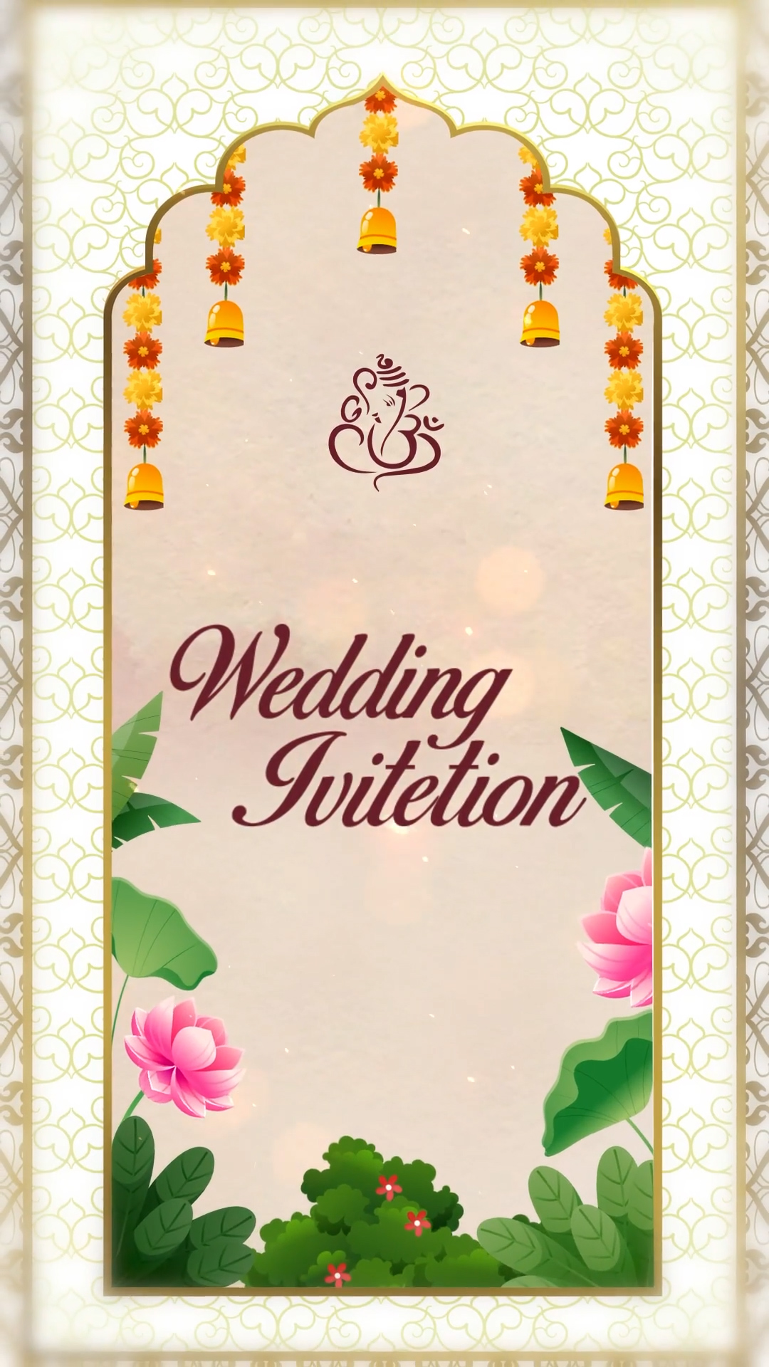 Lotus Garden Theme Hindu Wedding Video Invitation E-Card