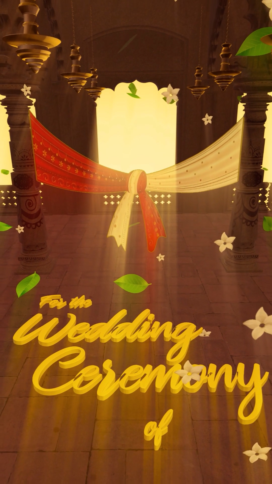 3D Golden Temple Hindu Wedding E Card
