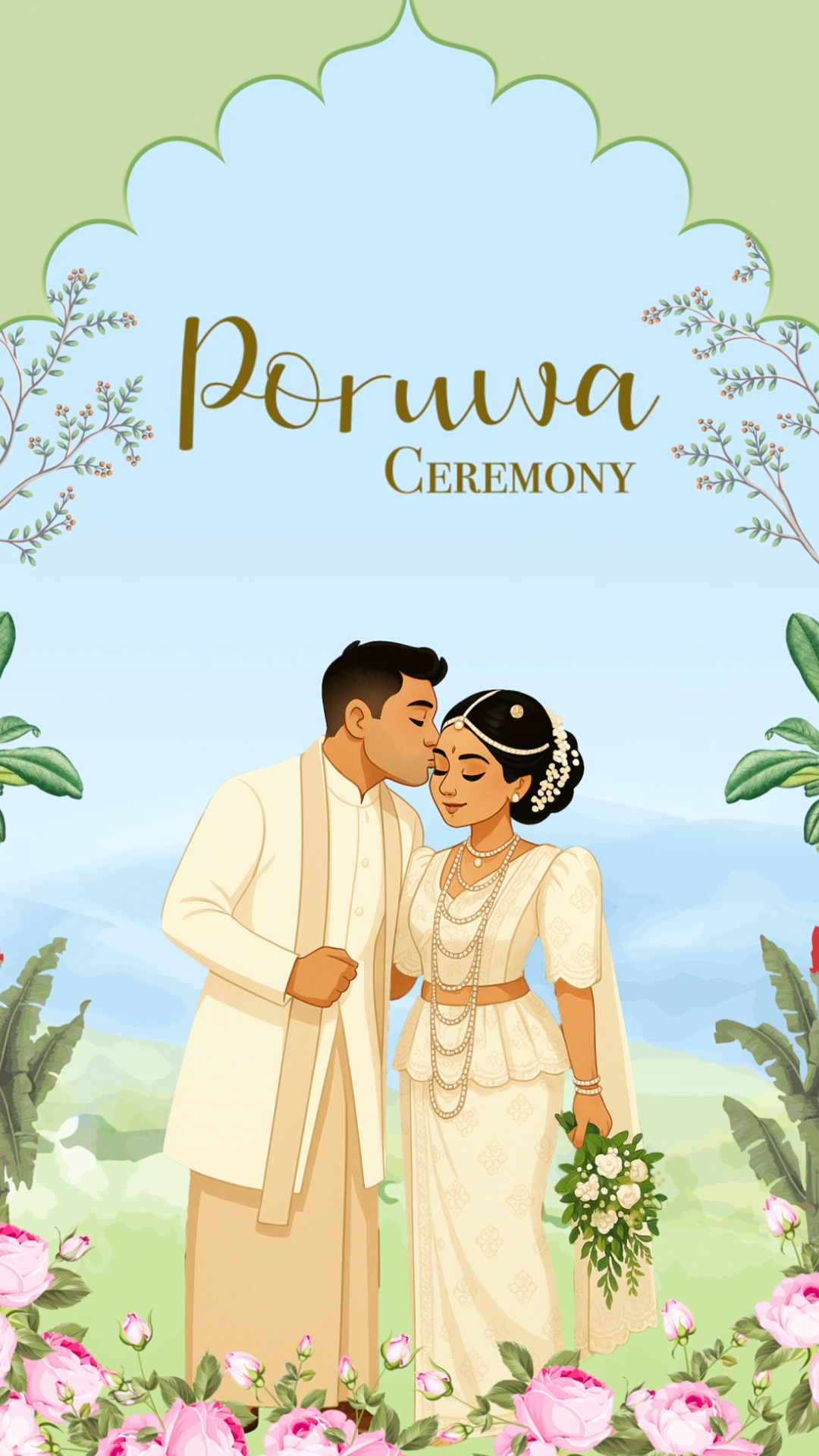 Poruwa Wedding Video Invitation – Elegant Floral Theme