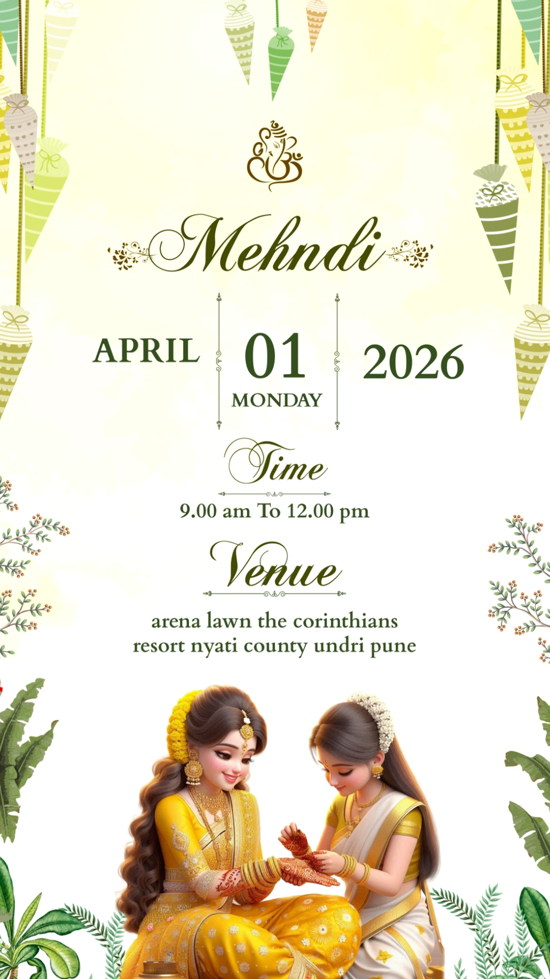 Mehndi Ceremony Evite with AI Art