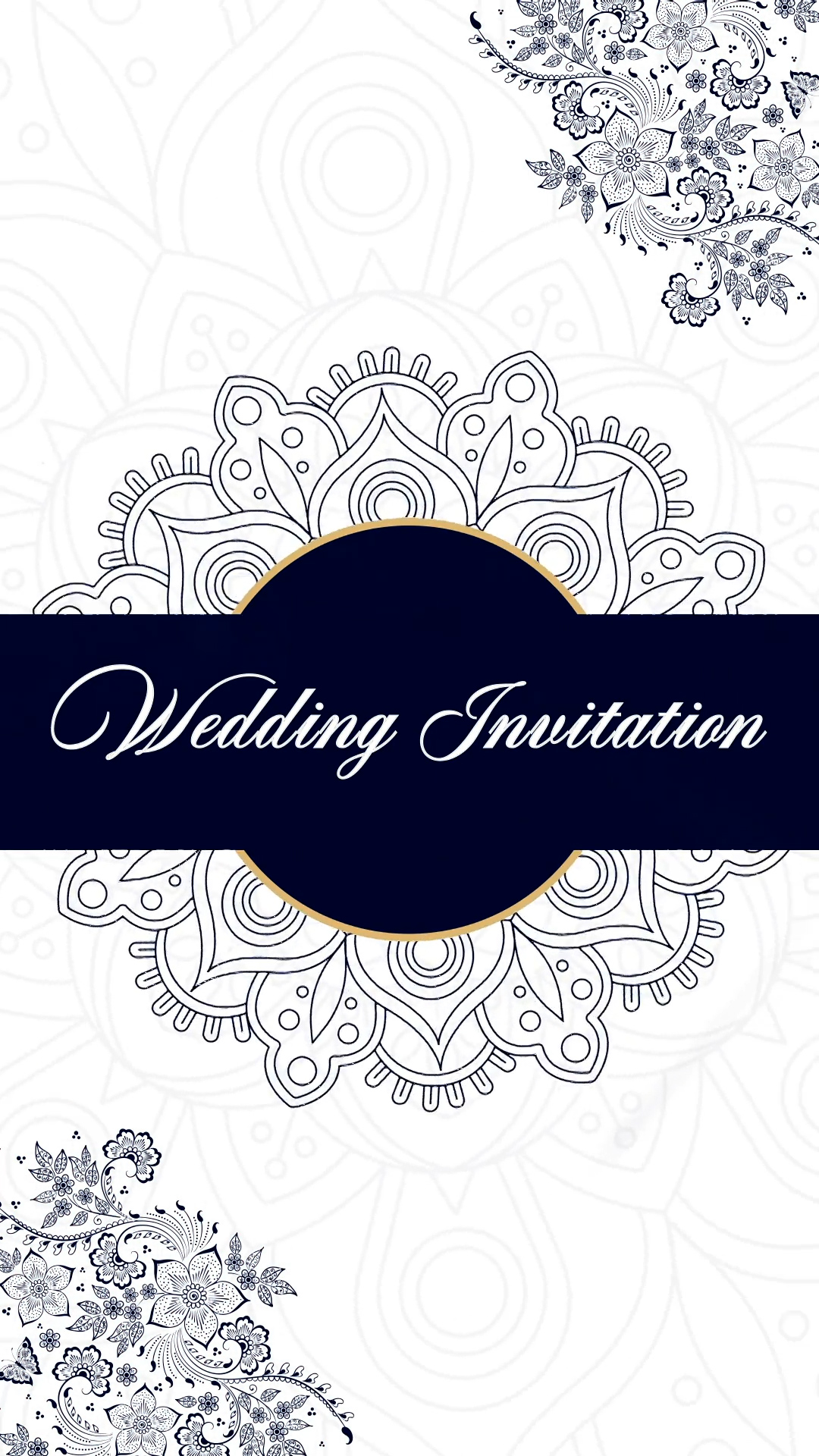 Elegant White & Blue Wedding Evite