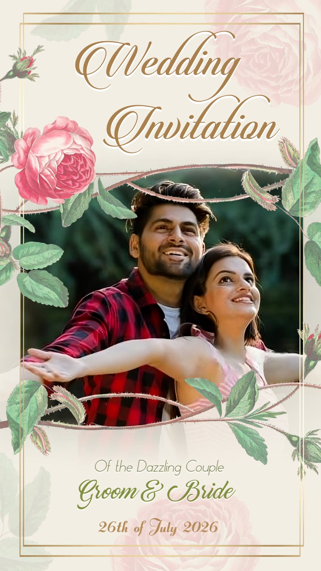 Floral Wedding Invitation - Romantic Roses Theme