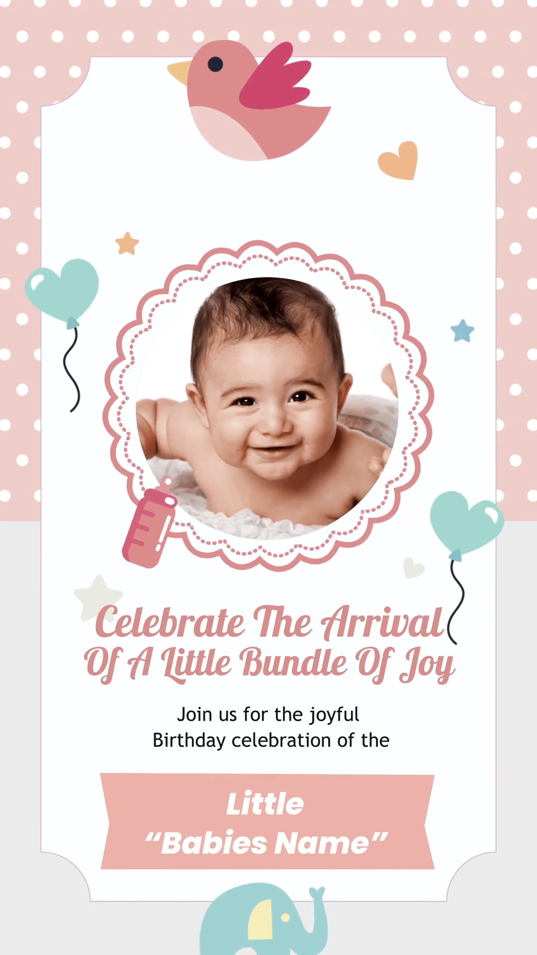 1st Birthday Invitation Video with Baby Photos