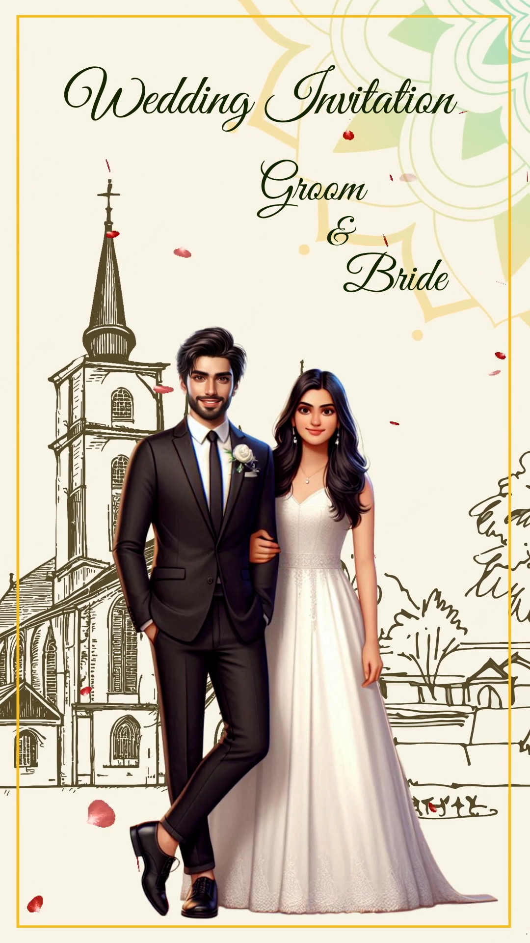 Tamil-Inspired Christian Wedding Invite