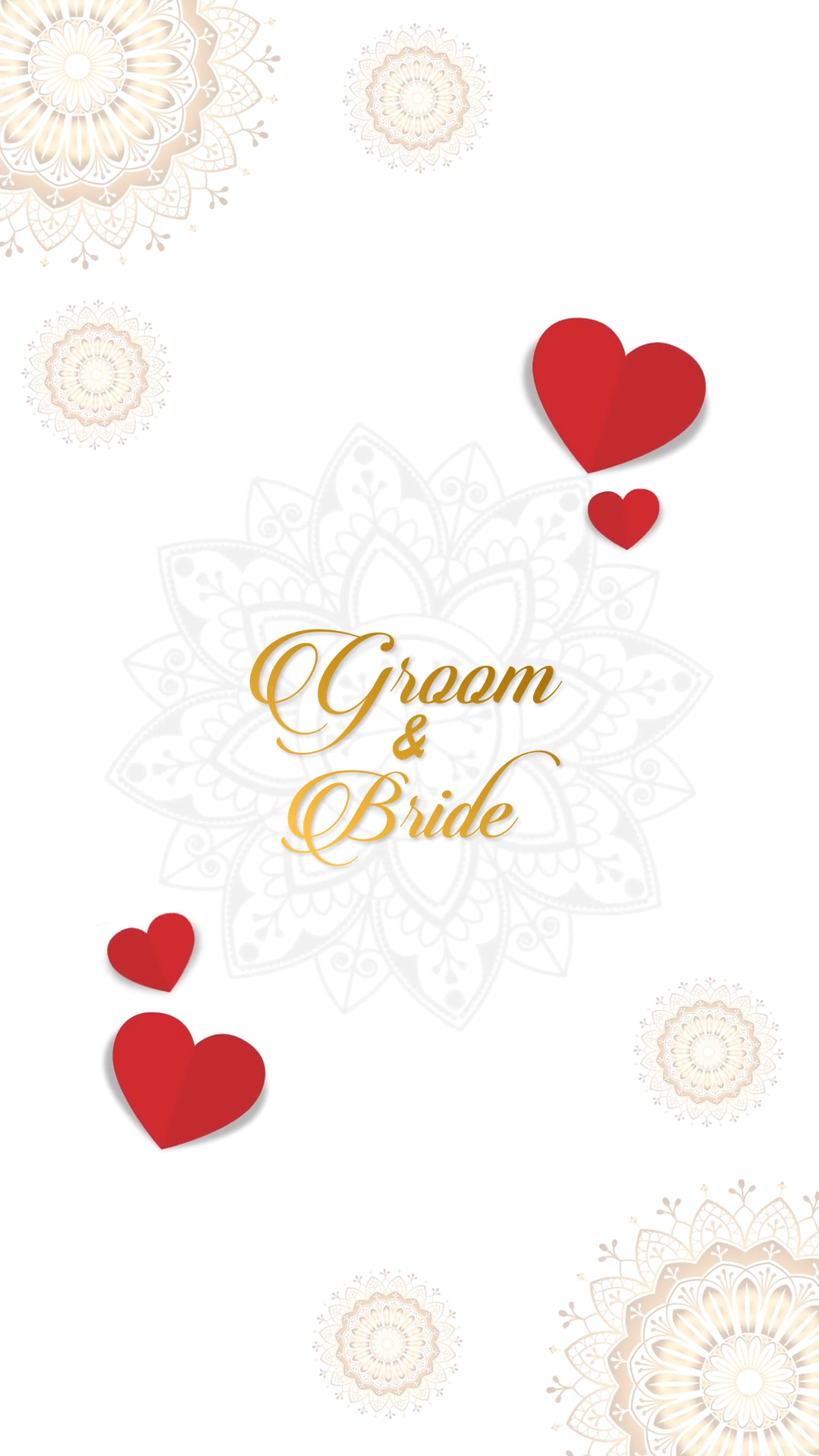Romantic White & Red Hearts Wedding Invite