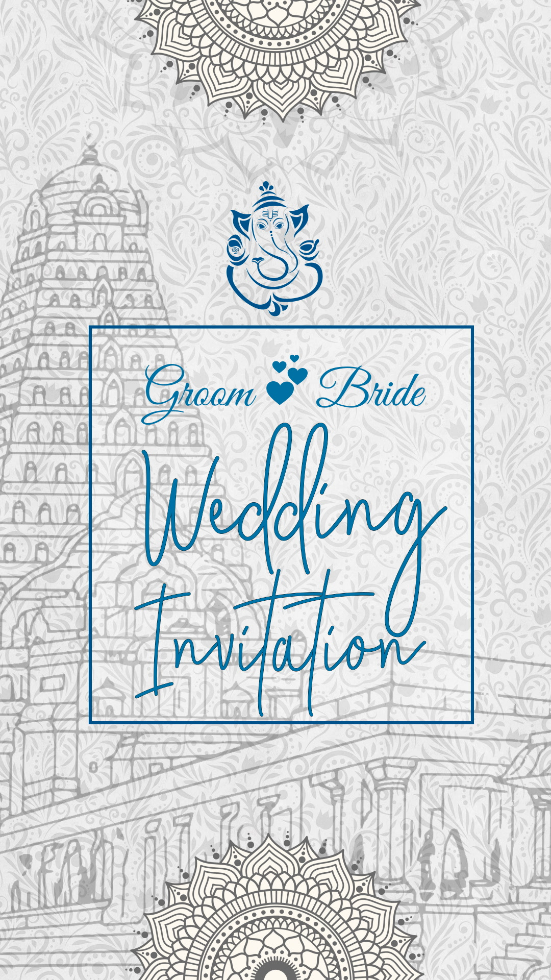 White Elegance Hindu Wedding Invite