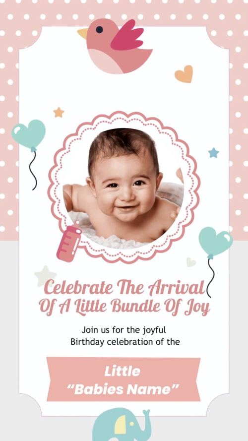 1st Birthday Invitation Video with Baby Photos